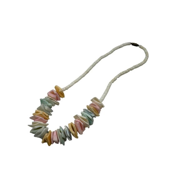 Puka Shell Bead Necklace Pastel Multi-Color Tropical Vacation Boho Summer - Picture 7 of 8